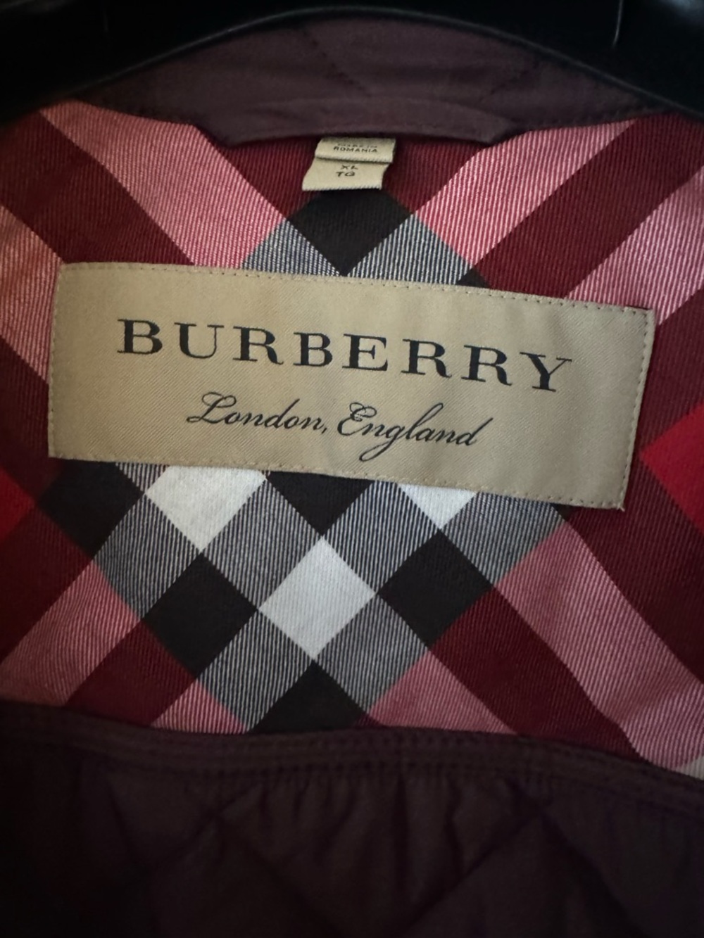 Burberry Quilted Button-Front Jacket in Deep Plum - Picture 3 of 6